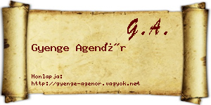 Gyenge Agenór névjegykártya